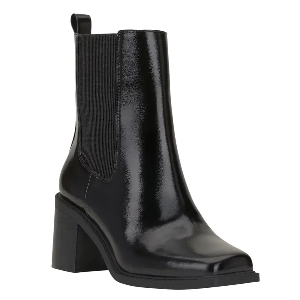 INC Women's Mapiya Square Toe Block Heel Booties Black Size 7 1/2